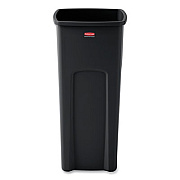 Rubbermaid Commercial Untouchable Square Waste Receptacle, 23 gal, Plastic, Black (356988BK)