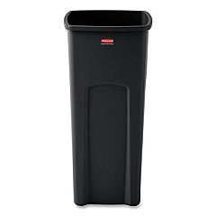 Rubbermaid Commercial Untouchable Square Waste Receptacle, 23 gal, Plastic, Black (356988BK)