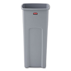 Rubbermaid Commercial Untouchable Square Waste Receptacle, 23 gal, Plastic, Gray (356988GY)
