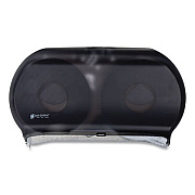 San Jamar Twin 9" Jumbo BathTissue Dispenser, Classic, 19 x 5.25 x 12, Transparent Black Pearl (R4000TBK)