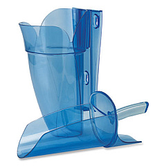 San Jamar Saf-T-Scoop and Guardian System for Ice Machines, 64 oz to 86 oz Ice Scoop, Transparent Blue (SI9000)