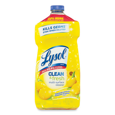 LYSOL Brand Clean and Fresh Multi-Surface Cleaner, Sparkling Lemon and Sunflower Essence, 40 oz Bottle, 9/Carton (78626CT)
