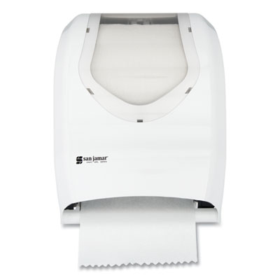 San Jamar Tear-N-Dry Touchless Roll Towel Dispenser, 16.75 x 10 x 12.5, White/Clear (T1370WHCL)