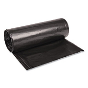 Boardwalk Recycled Low-Density Polyethylene Can Liners, 60 gal, 1.6 mil, 38" x 58", Black, Perforated, 10 Bags/Roll, 10 Rolls/Carton (523)