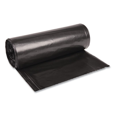 Boardwalk Recycled Low-Density Polyethylene Can Liners, 60 gal, 1.6 mil, 38" x 58", Black, Perforated, 10 Bags/Roll, 10 Rolls/Carton (523)