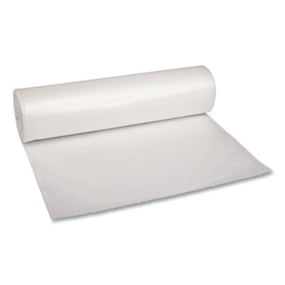 Boardwalk Recycled Low-Density Polyethylene Can Liners, 60 gal, 1.1 mil, 38" x 58", Clear, Perforated, 10 Bags/Roll, 10 Rolls/Carton (533)