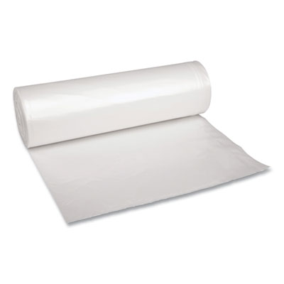 Boardwalk Recycled Low-Density Polyethylene Can Liners, 45 gal, 1.4 mil, 40" x 46", Clear, Perforated, 10 Bags/Roll, 10 Rolls/Carton (535)