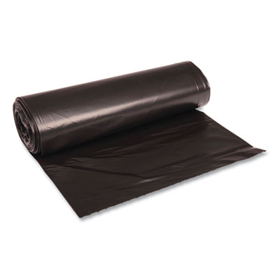 Boardwalk Recycled Low-Density Polyethylene Can Liners, 60 gal, 1.2 mil, 38" x 58", Black, Perforated, 10 Bags/Roll, 10 Rolls/Carton (519)