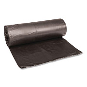 Boardwalk Low-Density Waste Can Liners, 60 gal, 0.65 mil, 38" x 58", Black, Perforated Roll, 25 Bags/Roll, 4 Rolls/Carton (3858H)