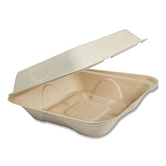 World Centric Fiber Hinged Containers, 8 x 8 x 3, Natural, 300/Carton (TOSCU853)