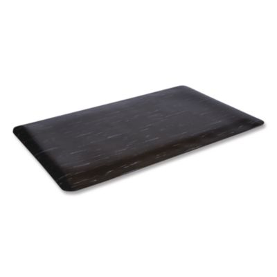 Crown Cushion-Step Marbleized Rubber Mat, Rectangular, Black Smooth Surface, 36" x 72" (CU3672BK)