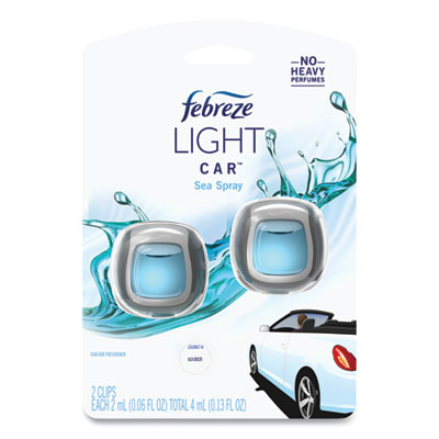 Febreze CAR Air Freshener, Sea Spray, 2 mL Clip, 2/Pack, 8 Packs/Carton (63881)