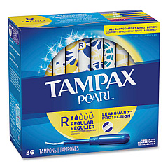 Tampax Pearl Tampons, Regular Absorbency, 36/Box (71127BX)