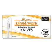 Berkley Square Elegant Dinnerware Heavyweight Cutlery, Individually Wrapped, Knife, White, 420/Box (90183)