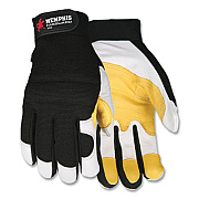 MCR Safety Goatskin Leather Palm Mechanics Gloves, Black/Yellow/White, Medium (906M)