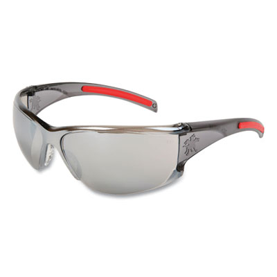 MCR Safety Hulk HK1 Series Safety Glasses, Smoke/Red Full Frame, Mirrored Silver Dual Lens (HK117)