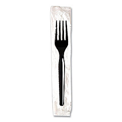 Dixie Individually Wrapped Mediumweight Polystyrene Cutlery, Fork, Plastic, Black, 1,000/Carton (FM53C7)