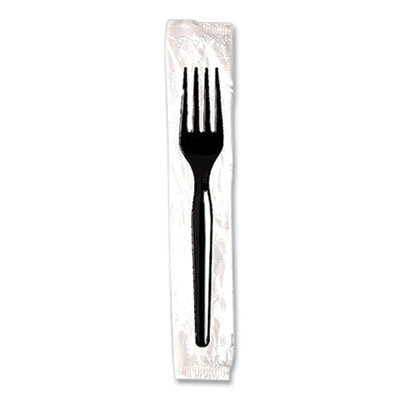 Dixie Individually Wrapped Mediumweight Polystyrene Cutlery, Fork, Plastic, Black, 1,000/Carton (FM53C7)