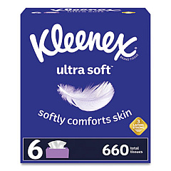 Kleenex Ultra Soft Facial Tissue, 3-Ply, White, 8.2 x 8.4, 110 Sheets/Box, 6 Boxes/Pack (51759)