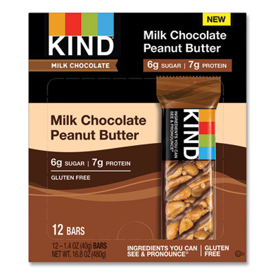 KIND Milk Chocolate Bars, Milk Chocolate Peanut Butter, 1.4 oz Bar, 12/Box (28352)