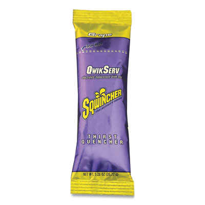 Sqwincher Thirst Quencher QwikServ Electrolyte Replacement Drink Mix, Grape, 1.26 oz Packet, 8/Pack (060904GR)