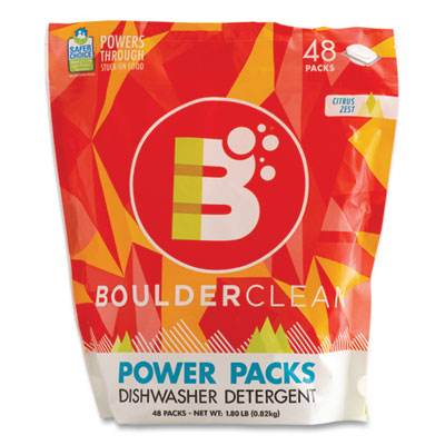 Boulder Clean Dishwasher Detergent Power Packs, Citrus Zest, 48 Tab Pouch (003663EA)