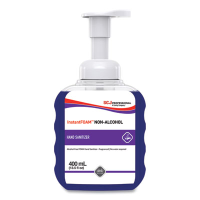 SC Johnson InstantFOAM Non-Alcohol Pure Hand Sanitizer, 400 mL Pump Bottle, Light Perfume Scent, 12/Carton (56815)