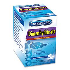 PhysiciansCare Dimenhydrinate (Motion Sickness) Tablets, 2/Pack, 50 Pack/Box (90031)