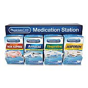 PhysiciansCare Medication Station, Aspirin, Ibuprofen, Non Aspirin Pain Reliever, Antacid (90780)