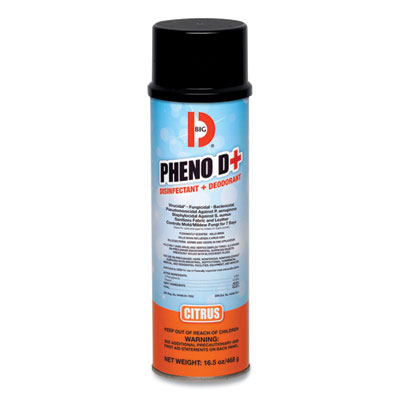 Big D Industries PHENO D+ Aerosol Disinfectant/Deodorizer, Citrus Scent, 16.5 oz Aerosol Spray Can, 12/Carton (33700)
