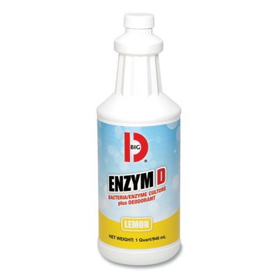 Big D Industries Enzym D Digester Liquid Deodorant, Lemon, 32 oz Bottle, 12/Carton (500)