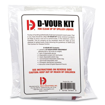 Big D Industries D'vour Clean-up Kit, Powder, All Inclusive Kit, 6/Carton (169)
