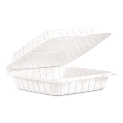 ProPlanet by Dart Hinged Lid Containers, Single Compartment, 9 x 8.8 x 3, White, 150/Carton (90MFPPHT1R)