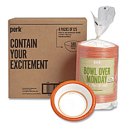 Perk Heavy-Weight Paper Bowls, 12 oz, White/Orange, 125/Pack, 4 Packs/Carton (54332CT)