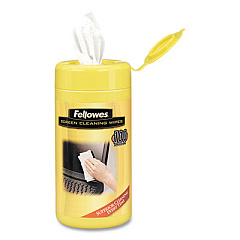 Fellowes Screen Cleaning Wet Wipes, 5.12" x 5.90", 100/Tub (99703)