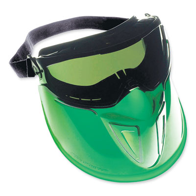 KleenGuard V90 Shield Safety Goggles with Face Shield, Over Glasses, Green Anti-Fog Lens, 6/Box (18631)