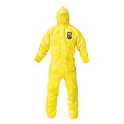 KleenGuard A70 Chemical Spray Protection Coveralls, Elastic Wrists, Ankles, Hood, Medium, Yellow, 12/Carton (09812)