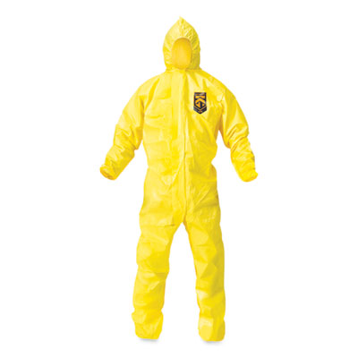 KleenGuard A70 Chemical Spray Protection Coveralls, Elastic Wrists, Ankles, Hood, Medium, Yellow, 12/Carton (09812)