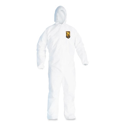 KleenGuard A20 Breathable Particle Protection Coveralls, Elastic Back, Hood, Medium, White, 24/Carton (49112)