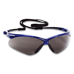 KleenGuard Nemesis Safety Glasses, Metallic Blue Half Frame, Smoke Dual Lens, 12/Box (47387)