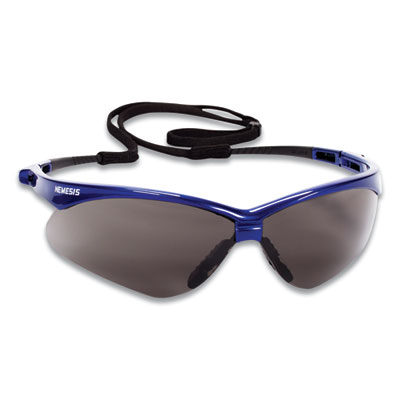 KleenGuard Nemesis Safety Glasses, Metallic Blue Half Frame, Smoke Dual Lens, 12/Box (47387)