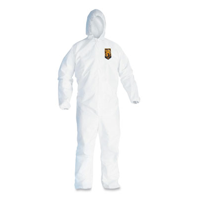 KleenGuard A45 Liquid/Particle Protection Surface Prep/Paint Coveralls, Hood, Elastic Wrist/Ankles, 4XL, White, 25/Carton (41509)