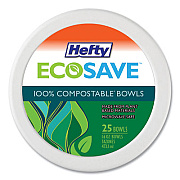 Hefty ECOSAVE Tableware, Bowl, Bagasse, 16 oz, White, 25/Pack (D71625PK)