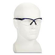 KleenGuard Nemesis Safety Glasses, Metallic Blue Half Frame, Clear Dual Lens, 12/Box (47384)