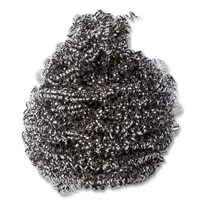 AmerCareRoyal Stainless Steel Sponge, Polybagged, 1.50 oz, Gray, 12/Pack, 12/Packs/Carton (S730)