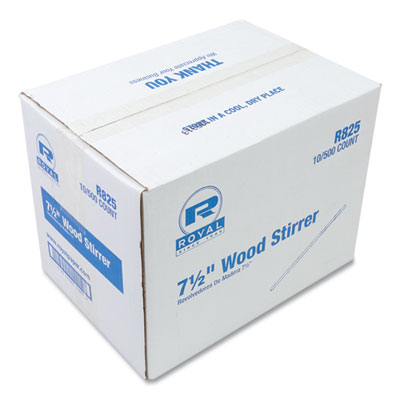 AmerCareRoyal Wood Stir Sticks, 7.5" Long, 500/Box, 10 Boxes/Carton (R825CT)