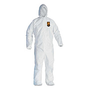 KleenGuard A45 Liquid/Particle Protection Surface Prep/Paint Coverall, Zipper Front, Elastic Wrist/Ankle/Hood, 3XL, White, 25/Carton (41508)