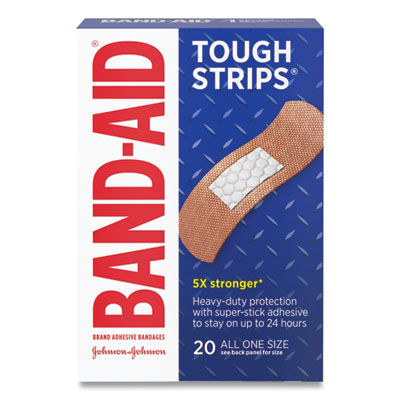BAND-AID Flexible Fabric Adhesive Tough Strip Bandages, 1 x 3.25, 20/Box (4408)