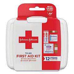 Johnson & Johnson Red Cross Mini First Aid To Go Kit, 12 Pieces, Plastic Case (8295)