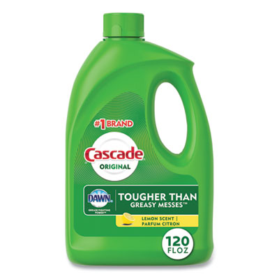 Cascade Dishwasher Gel with Dawn, Lemon, 120 oz Bottle, 4/Carton (28193)
